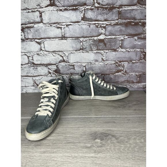 NERO GIARDINI ITALY Blue LEATHER SIDE ZIP Mid Lace Sneakers Women 37EU/6.5M US - Picture 6 of 16